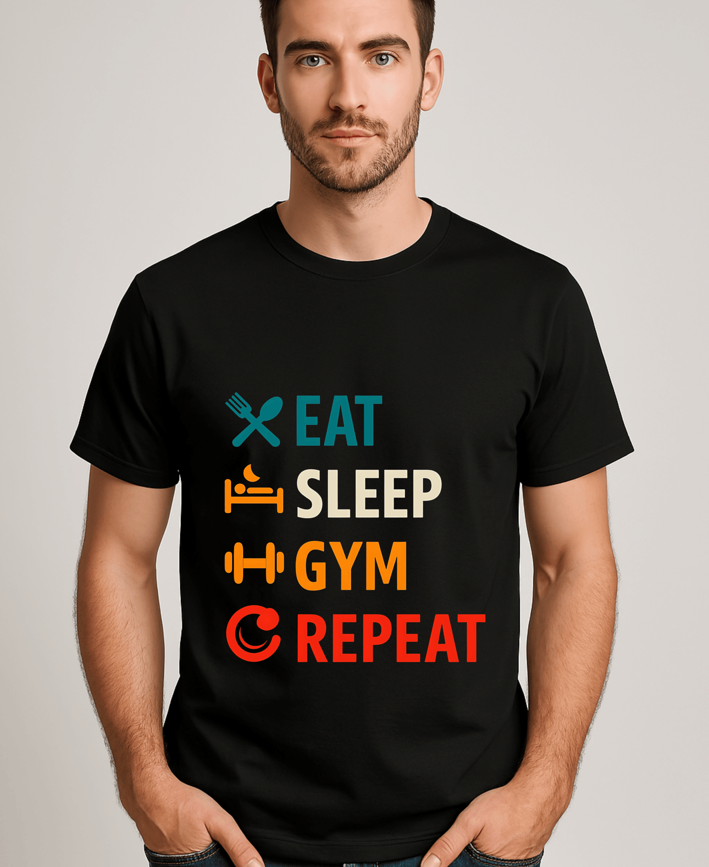 Eat Sleep Gym Repeat-Male-Black