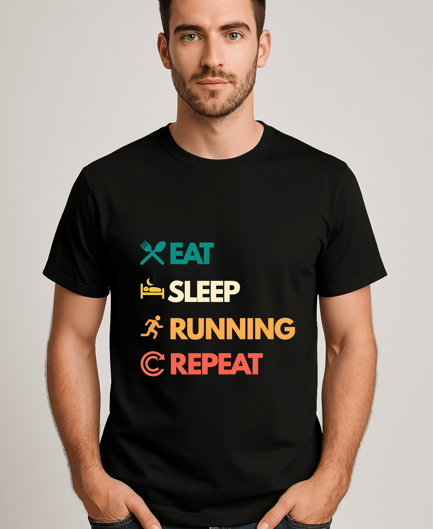 Eat Sleep Running Repeat-Male-Black