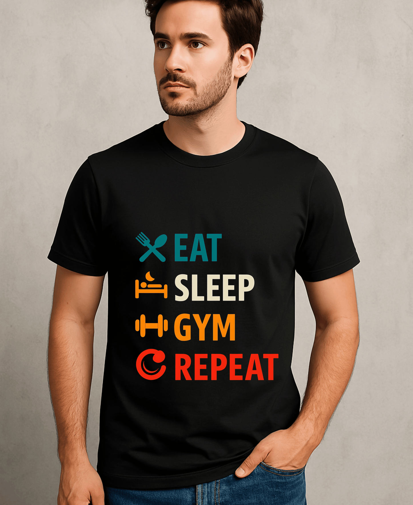Eat Sleep Gym Repeat-Male-Black