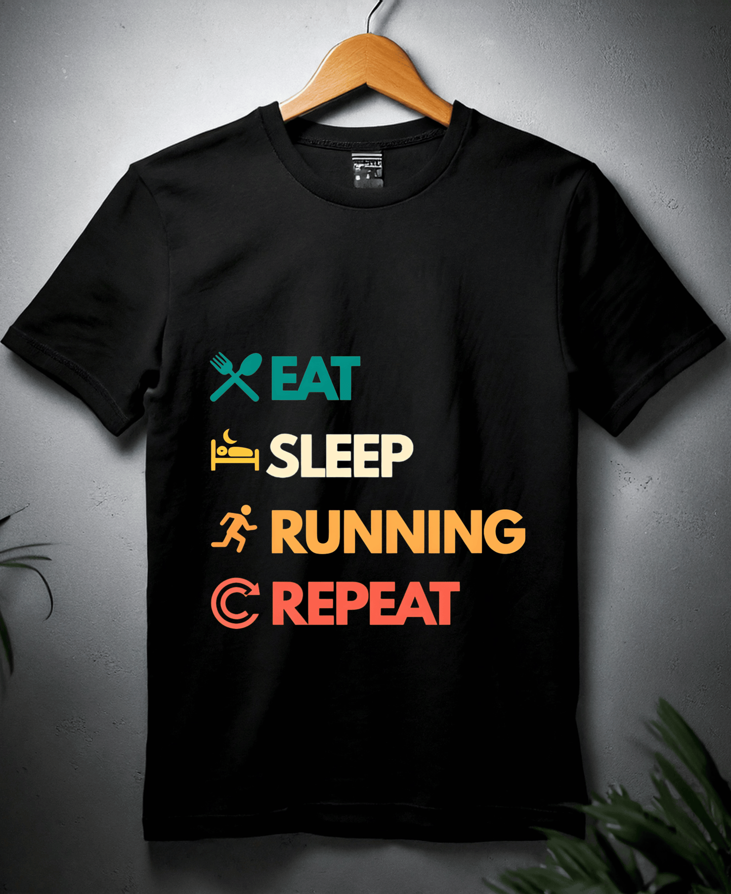 Eat Sleep Running Repeat-Male-Black
