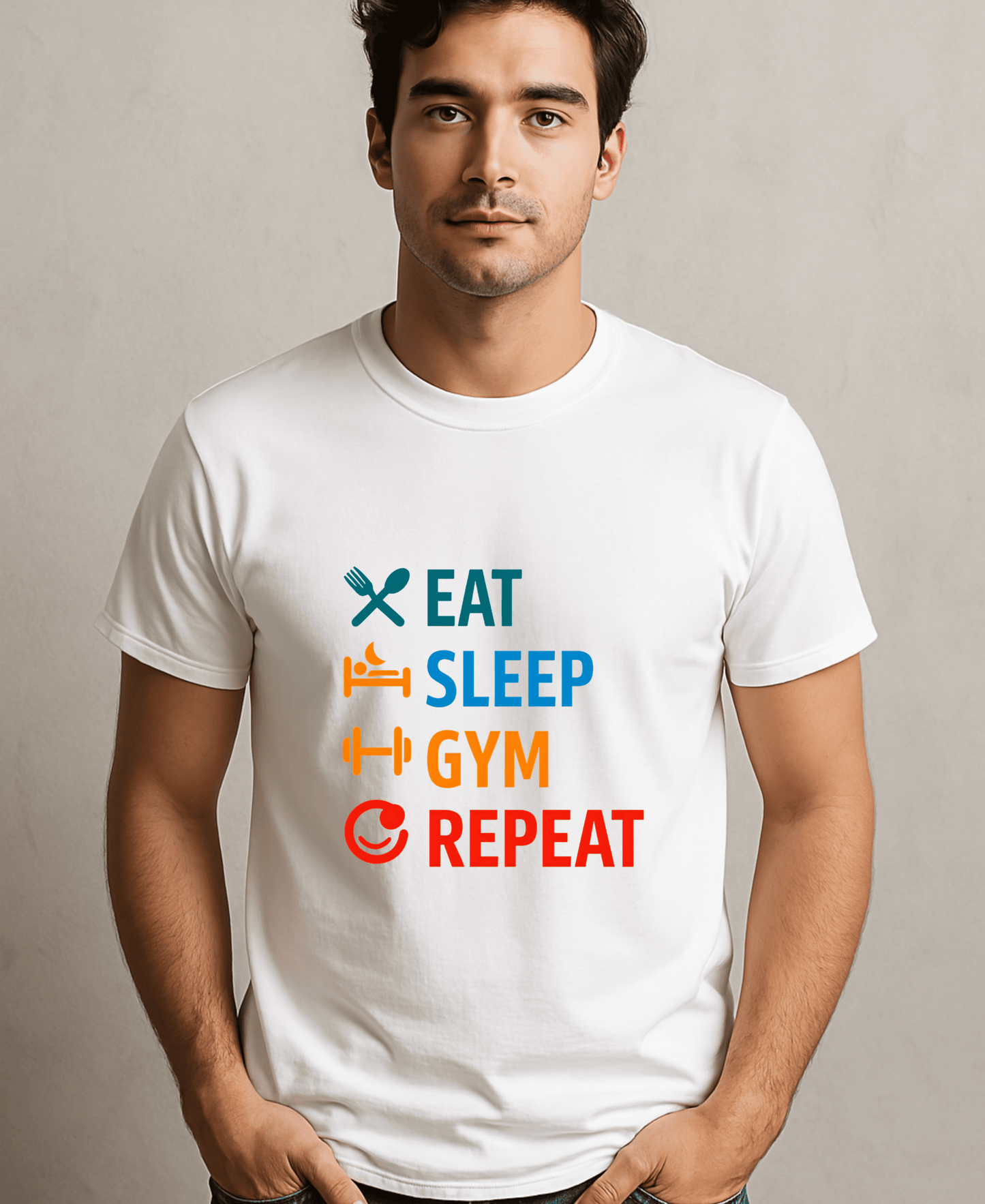 Eat Sleep Gym Repeat-Male-White