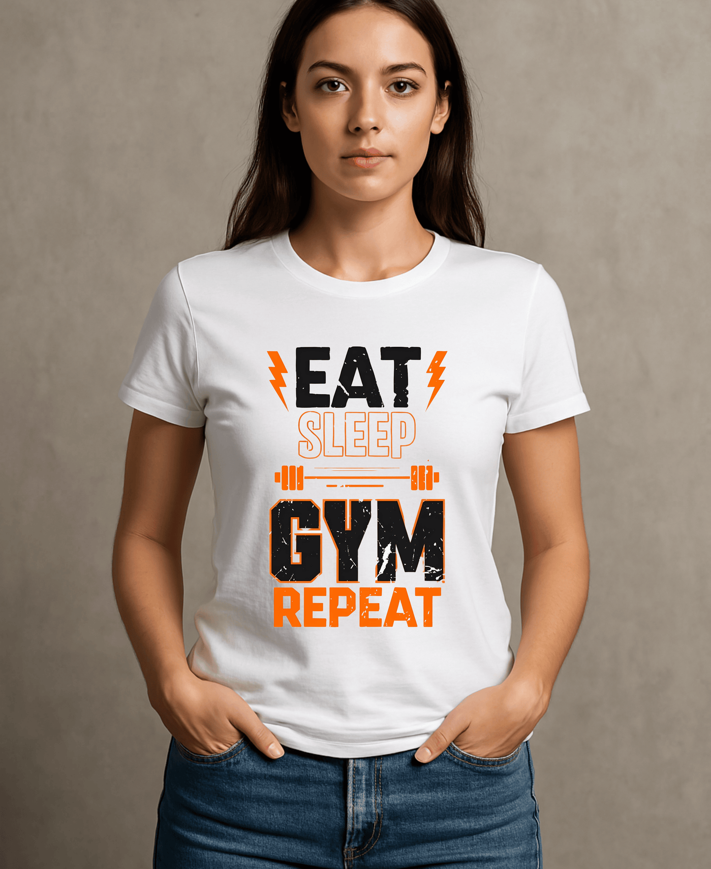 Eat Sleep Gym Repeat-Womes-White
