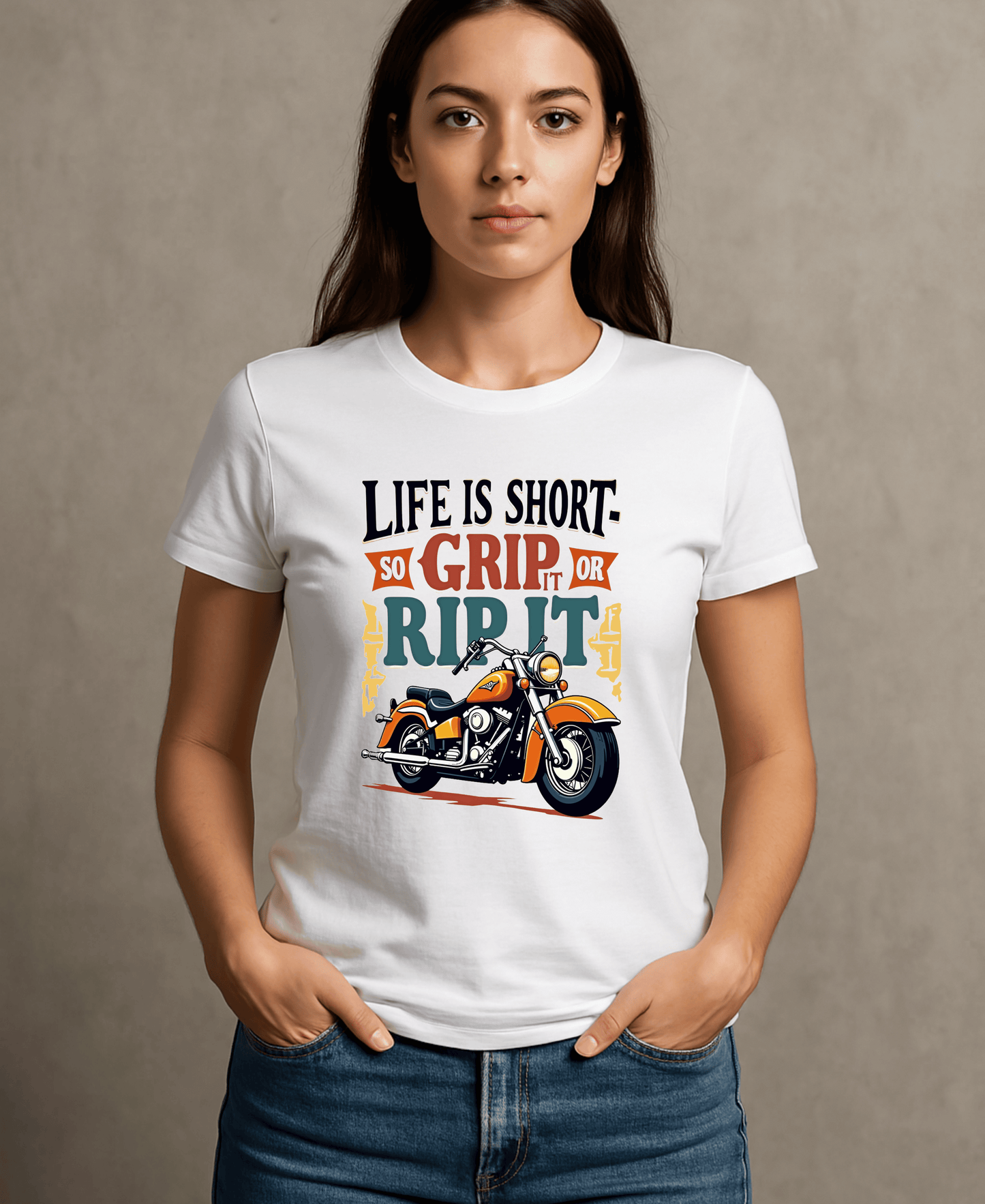 Life is Short Grip it or Rip it-Womens-White