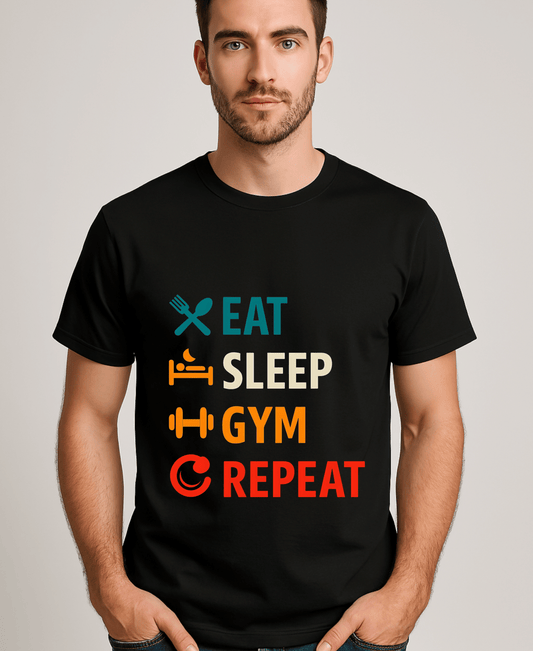Eat Sleep Gym Repeat-Male-Black