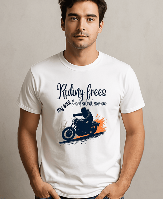 Riding Frees My Soul From Silent Sorrows-Men's-White