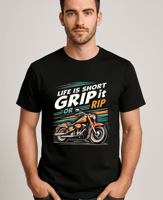 Life is Short Grip it or Rip it-Mens-Black