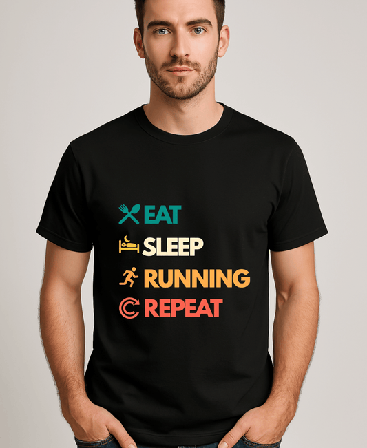 Eat Sleep Running Repeat-Male-Black