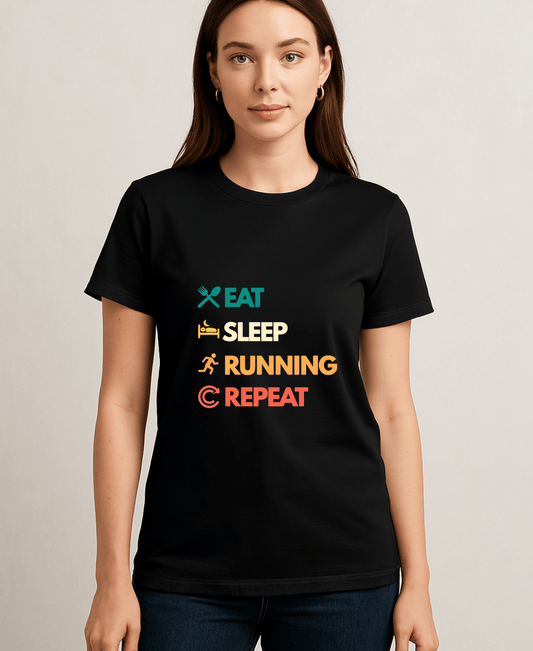 Eat Sleep Running Repeat-Female-Black