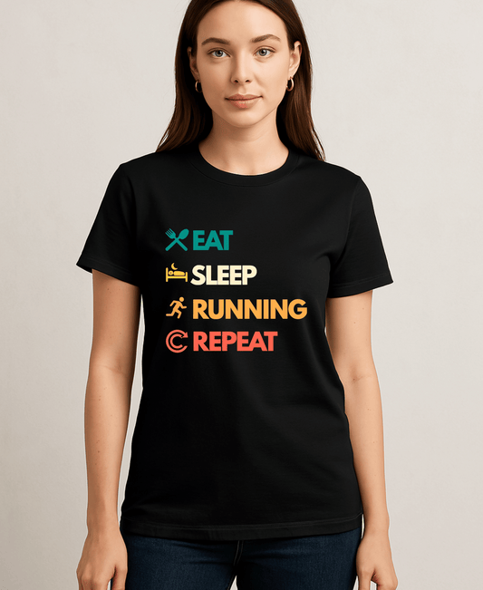 Eat Sleep Running Repeat-Female-Black