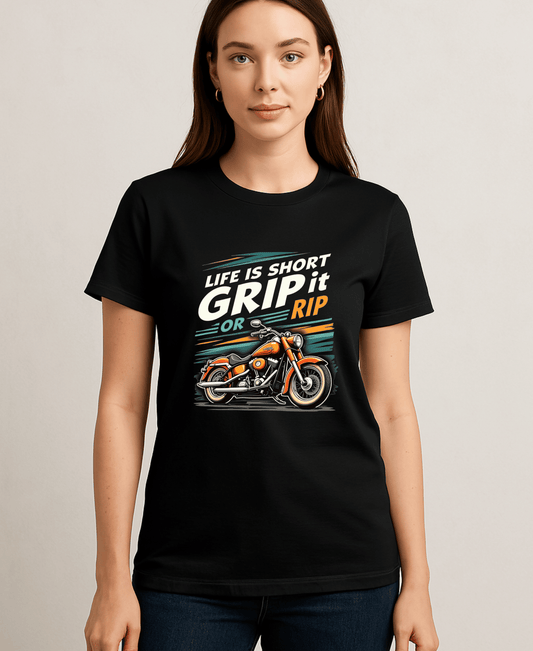 Life is Short Grip it or Rip it-Womens-Black