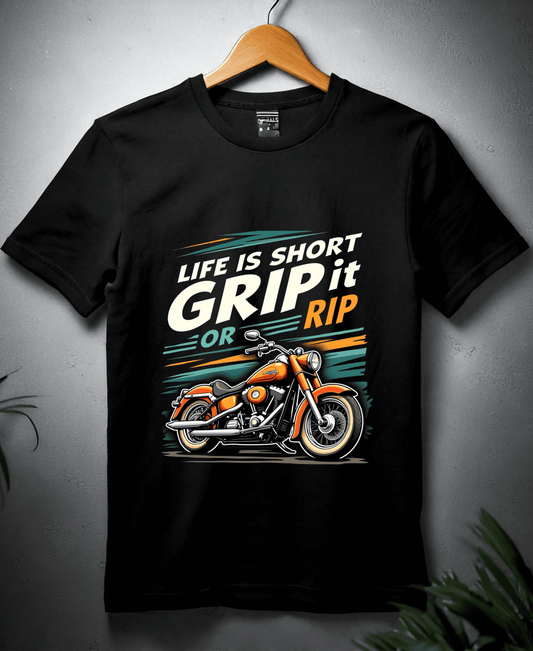 Life is Short Grip it or Rip it-Mens-Black