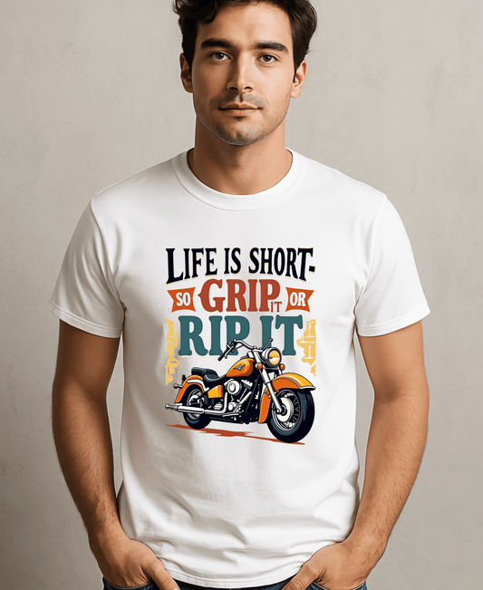 Life is Short Grip It or Rip it-Mens-White