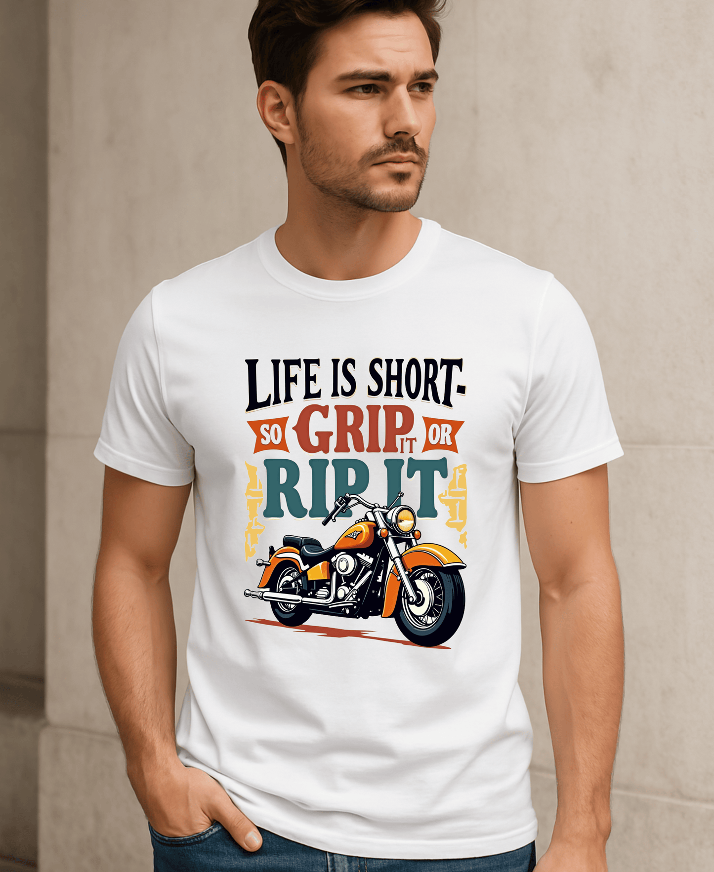 Life is Short Grip It or Rip it-Mens-White