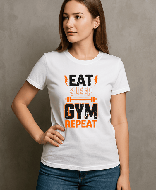 Eat Sleep Gym Repeat-Womes-White