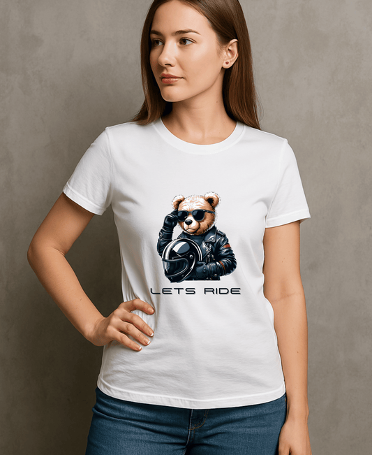 Bear Lets Ride-Womens-White